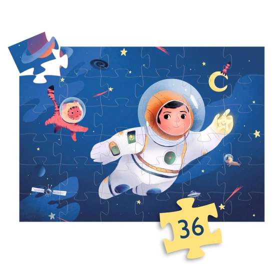 Siluetové puzzle: Astronaut na Měsíci (36 dílků)