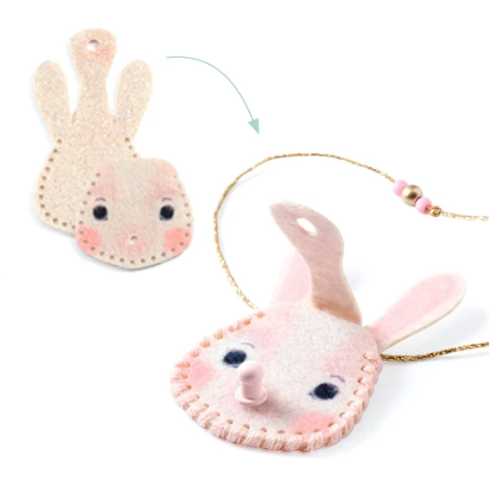 DIY sada pro výrobu 3 tajných náhrdelníků z filcu se třpytivými korálky a přívěsky