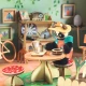Dětská kreativní sada Djeco Mi House Olive - mini domeček s nábytkem, postavičkou a doplňky
