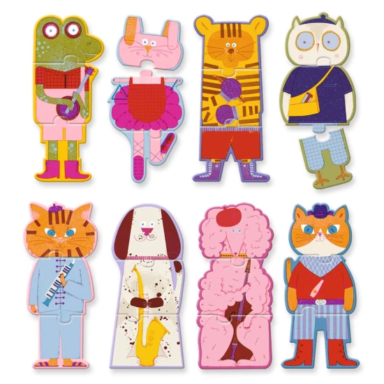 Puzzle Trio Orchestr 8 ks Dětské puzzle trio orchestr djeco – vzdělávací puzzle s hudebními zvířátky pro děti od 3 let