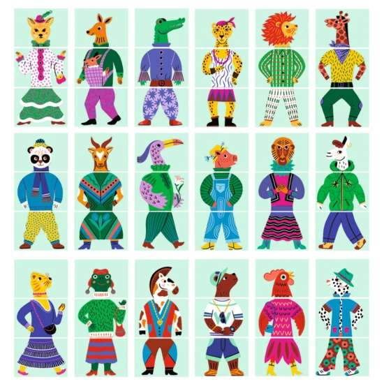 Djeco Mix & Match Modanimo – skládací hra s barevnými tvary pro rozvoj logiky a kreativity