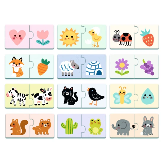 Puzzle duo Barvy Djeco, dětské vzdělávací puzzle spojování barev s obrázky	