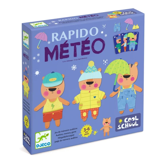 Hra Rapido Meteo. kde hráči soutěží v tom, kdo dříve oblékne svého tygra podle toho, jak si zapamatoval instrukce od spoluhráče. 