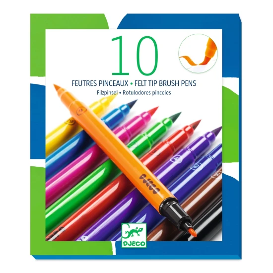 Oboustranné štětcové fixy Klasické barvy 10 ks