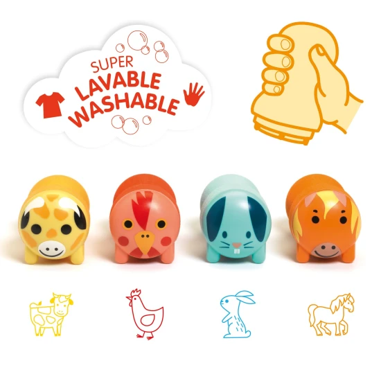 Zvířátka z hospodyřství: Samonamáčecí razítka pro mrňousky