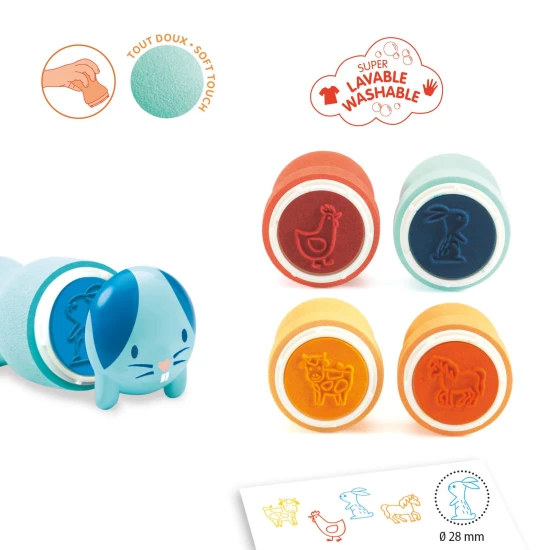 Zvířátka z hospodyřství: Samonamáčecí razítka pro mrňousky