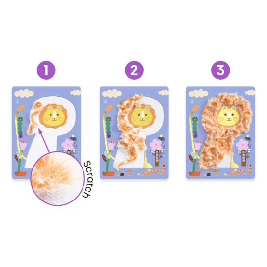 Fluffy friends – dětská kreativní sada se zvířátky, vlnou a suchým zipem