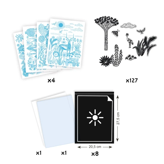 Noc na savaně: Kyanotypová (fotocitlivá) sada