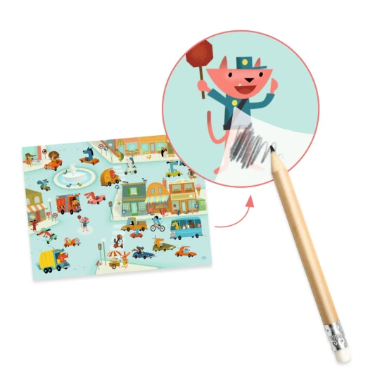 Tvoření s obtisky Asfalt Djeco – Kreativní sada pro děti s motivy vozů