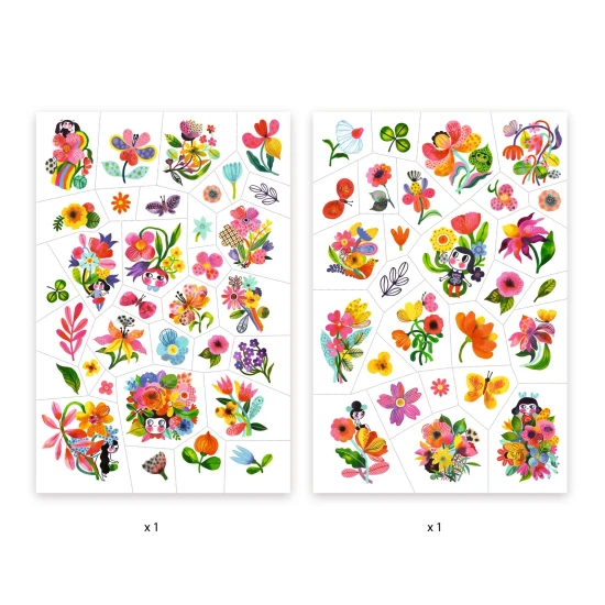 Dočasné tetování: Akvarelové květy, 50+ ks, dermatologicky testováno