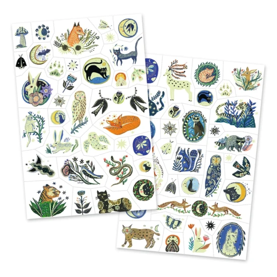 Tetovačky Noční odrazy Tetovačky Noční odrazy, svítící tetování pro děti, roztomilá zvířátka, dočasné tetování s fosforujícími efekty, tetování svítí ve tmě.