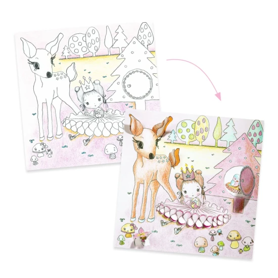 Karty na vymalování s otevíracími okénky a 3D efektem pro děti.