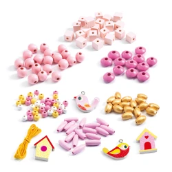 Dřevěné korálky: Ptáčci