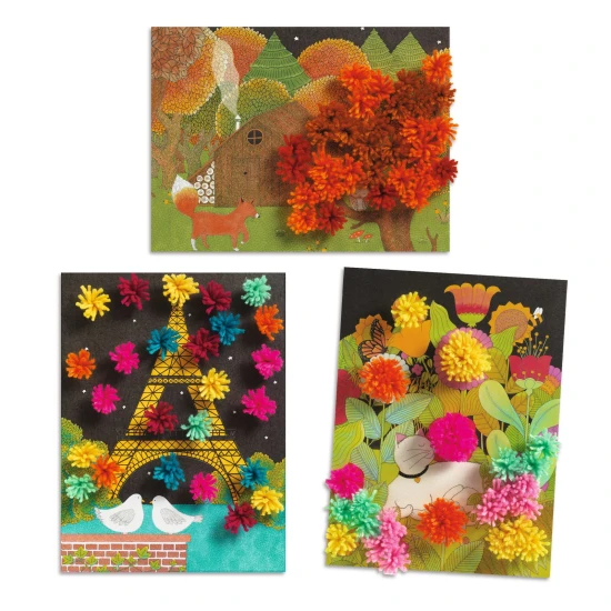 Koláž ze samolepicích bambulek