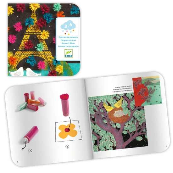 Koláž ze samolepicích bambulek