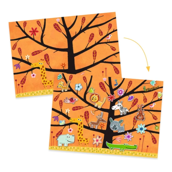 Djeco Off-Ground Tag – odnímatelné samolepky se zvířátky a pozadím pro kreativní scény