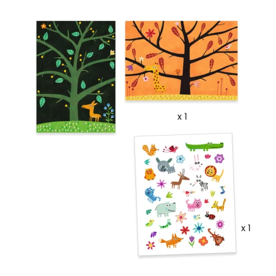 Djeco Off-Ground Tag – odnímatelné samolepky se zvířátky a pozadím pro kreativní scény