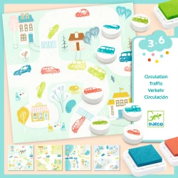 Kreativní sada s razítky Dopravní prostředky