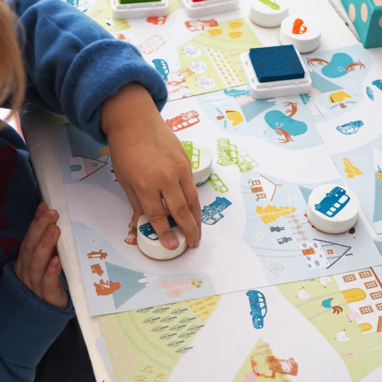 Kreativní sada s razítky Dopravní prostředky