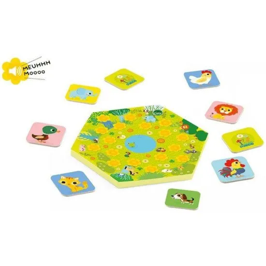 Zvukové pexeso výborná hra pro trénování paměti našich nejmenších. Snaž se zapamatovat, jaký zvuk je přiřazen ke kterému tlačítku a rozmístění kartiček se zvířátky.