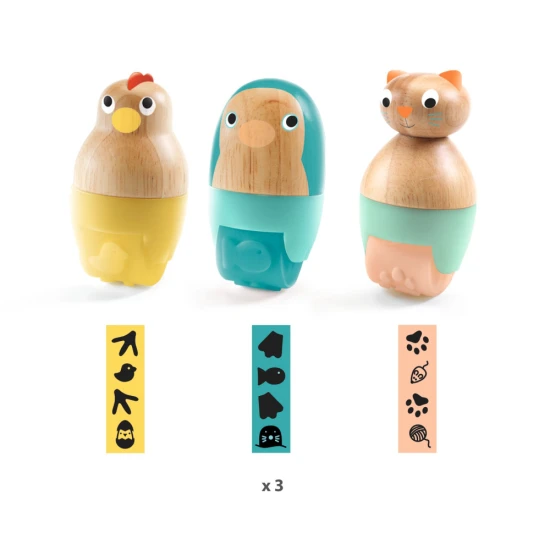 První kreativní sada s plastelínou pro drobečky obsahuje 3 velké dřevěné válečky s ergonomicky tvarovanou rukojetí.