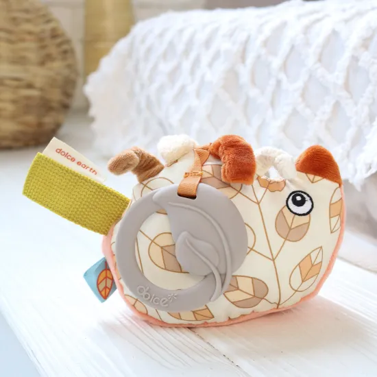 Závěsná senzorická hračka s kousátkem Ježek pro rozvoj smyslů Dolce