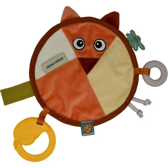 Senzorická hračka Liška a přívěsek na dudlík s kousátkem pro rozvoj smyslů Dolce