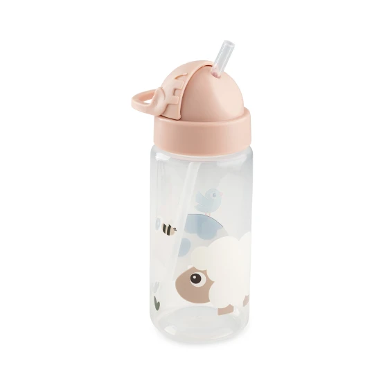 Done by Deer Láhev s brčkem Tiny farm růžová 350 ml