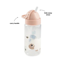 Láhev s brčkem Tiny farm růžová 350 ml