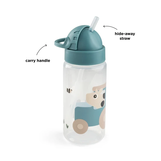 Done by Deer Láhev s brčkem Tiny farm modrá 350 ml