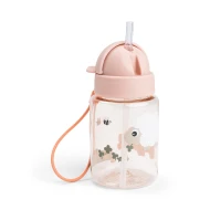 Láhev s brčkem Tiny farm růžová 280 ml