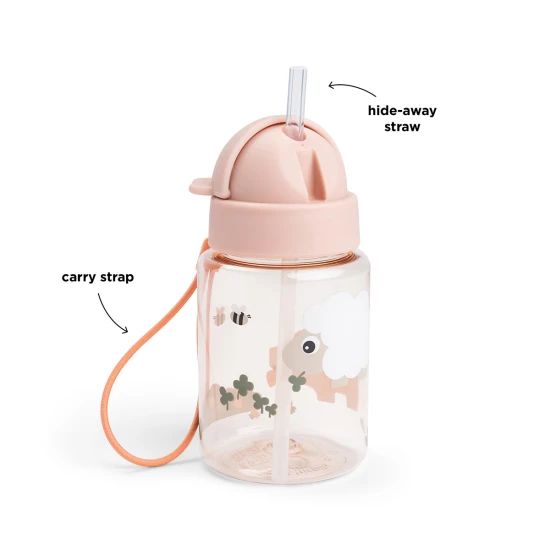 Done by Deer Láhev s brčkem Tiny farm růžová 280 ml
