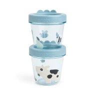 Dózy na dětské jídlo Tiny farm modrá – 2 ks