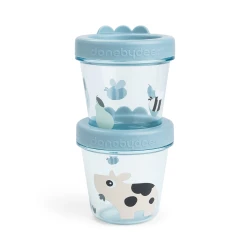 Dózy na dětské jídlo Tiny farm modrá – 2 ks