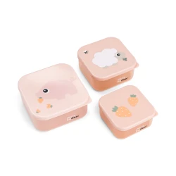 Sada svačinových boxů Tiny farm růžová – 3 ks