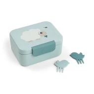 Malý svačinový box s napichovátky Tiny farm modrá