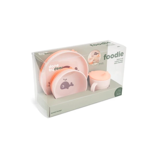 jídelní set Foodie s přísavkou Wally, růžový – Done by Deer DBD_1593001