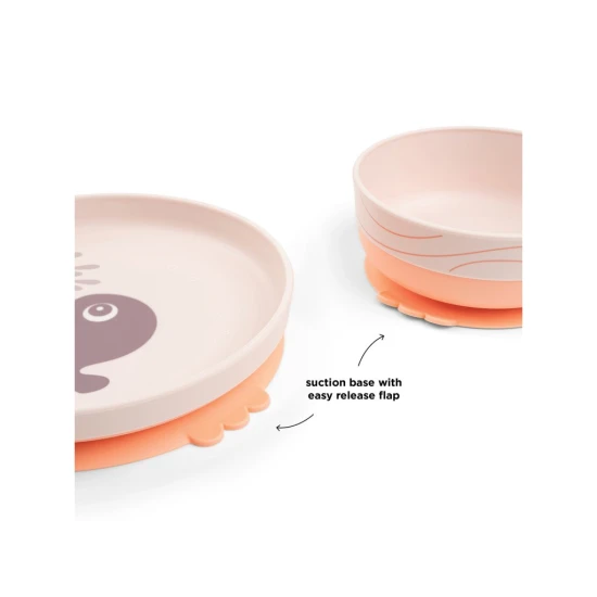 jídelní set Foodie s přísavkou Wally, růžový – Done by Deer DBD_1593001