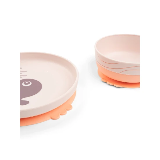 jídelní set Foodie s přísavkou Wally, růžový – Done by Deer DBD_1593001