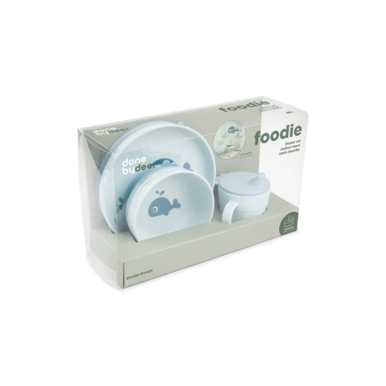 jídelní set Foodie s přísavkou Wally, modrý – Done by Deer DBD_1593002