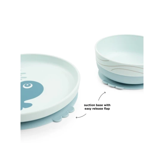 jídelní set Foodie s přísavkou Wally, modrý – Done by Deer DBD_1593002