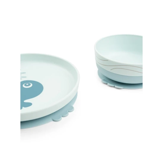jídelní set Foodie s přísavkou Wally, modrý – Done by Deer DBD_1593002