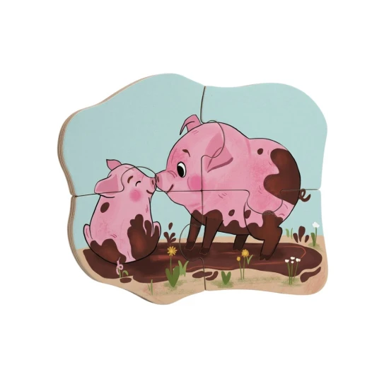 První puzzle Farma 6v1 se zvířátky z farmy a mláďátky