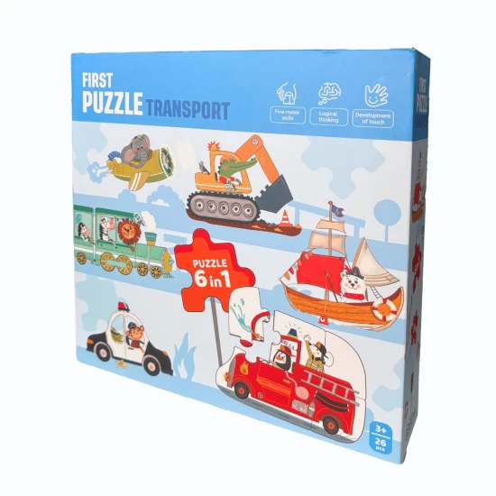První puzzle Doprava 6v1 – dětské puzzle se zvířátky a dopravními prostředky