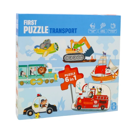 První puzzle Doprava 6v1 – dětské puzzle se zvířátky a dopravními prostředky