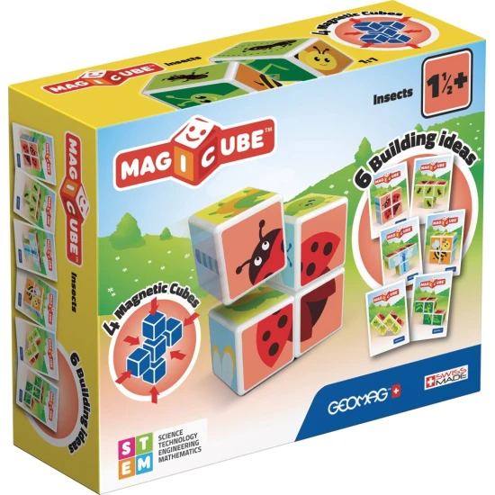 Magnetické kostky pro děti – 3D skládání zvířátek z říše hmyzu od 18 měsíců