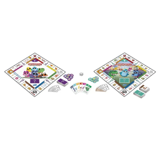 Dětská stolní hra Moje první Monopoly SK s oboustrannou hrací deskou a barevnými žetony