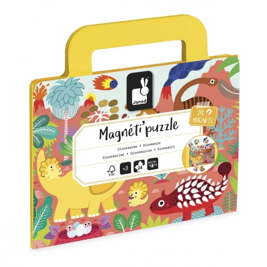 Janod Magnetické puzzle v kufříku Dinosauři 24 ks