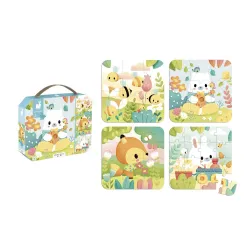 Puzzle v kufříku 4 v 1 Zvířátka