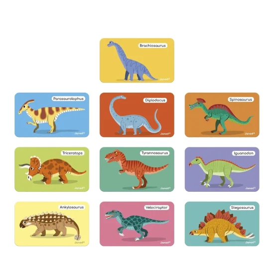 Magnetická kniha s dinosaurem a barevnými magnetkami pro děti.